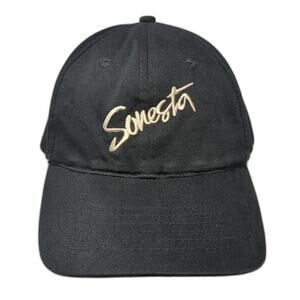 KC Caps Baseball Cap Black One Size Sonesta Script Logo Hat Slideback Closure